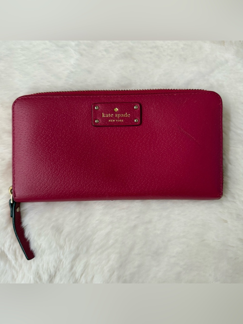Kate Spade Wellesley Neda Leather Zip Around Wallet - Magenta Pink GUC